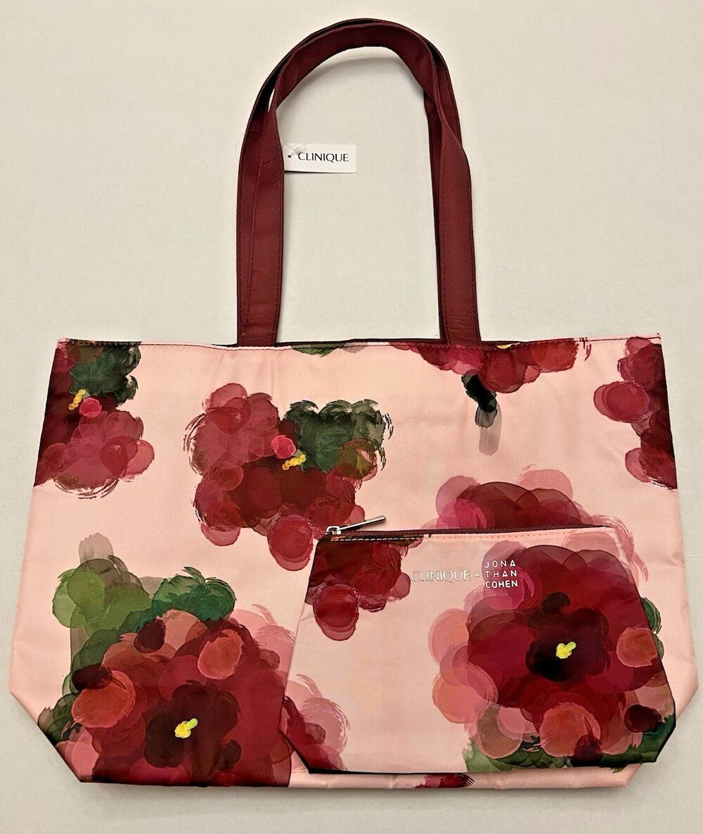 Clinique x Jonathan Cohen Floral Tote & Cosmetic Bag
